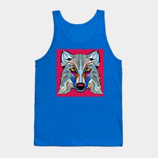 Comic Book Art Wolf Face Tank Top